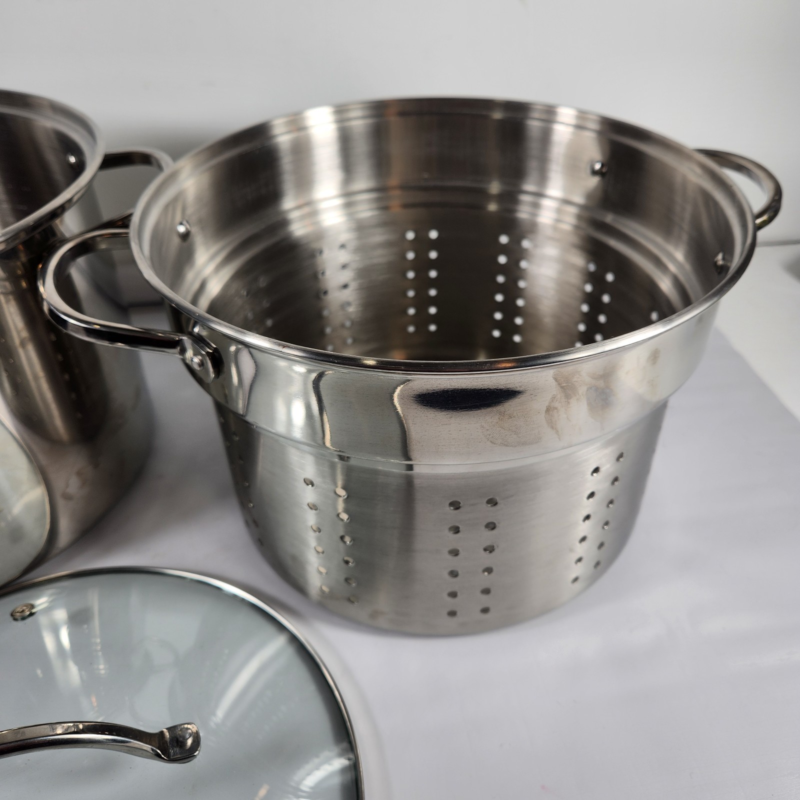 Vtg RSVP International Stainless Steel 8 qt Stockpot Strainer Insert Vented Lid