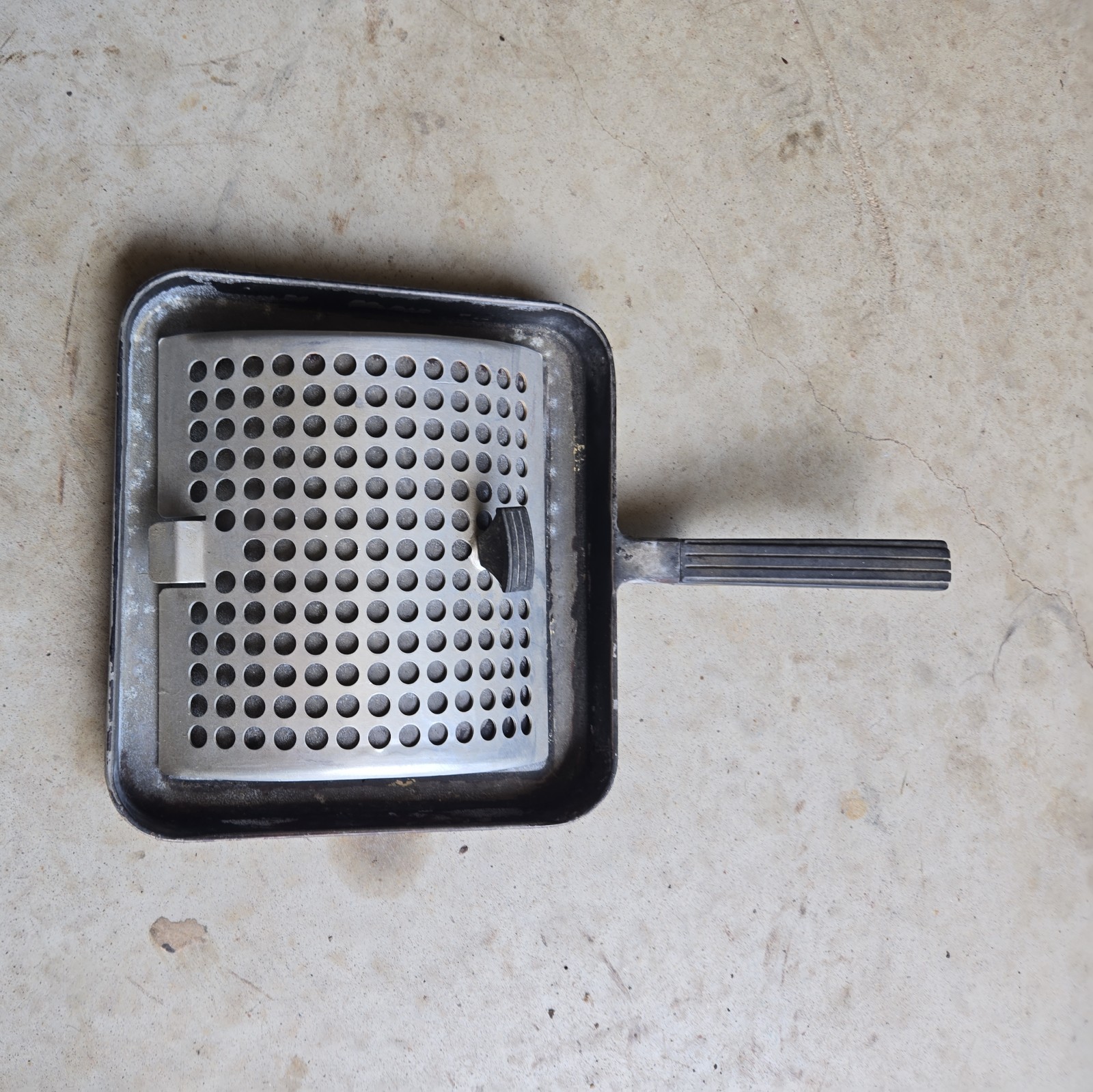 Vintage Renex/MPC Deluxe Cast Aluminum Bacon Grill Pan w/ Press/Splatter Guard