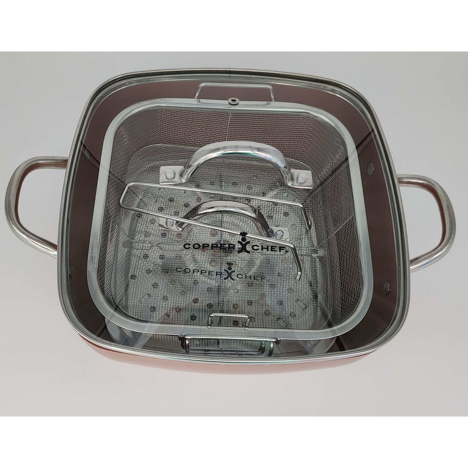Copper Chef 6.7 Qt Square Pan Set 5pc Non-Stick Induction Cookware Panini Press
