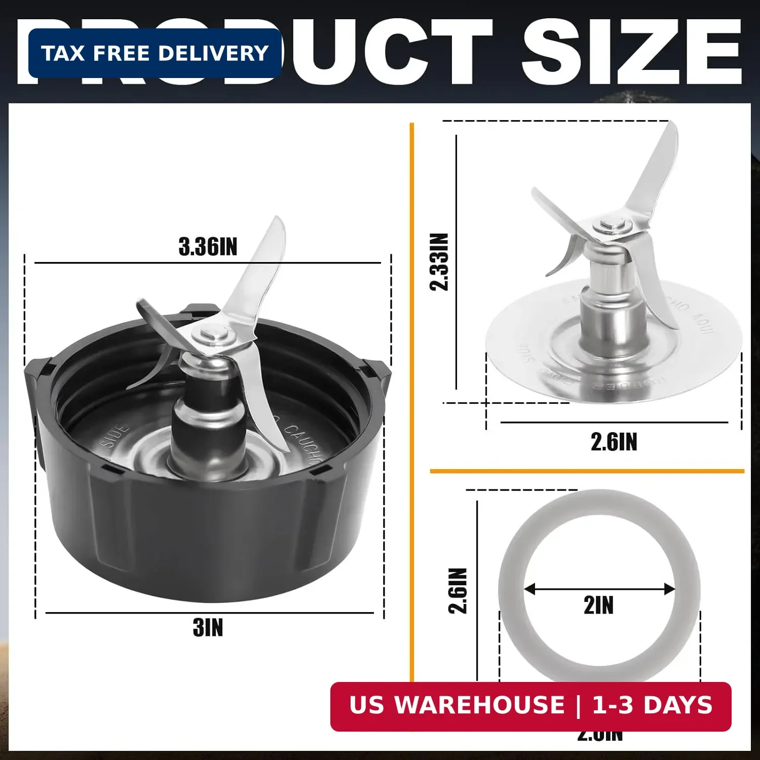 Blender Blade for Oster Osterizer with Sealing Ring Gasket 4902 Jar Bottom Coupl