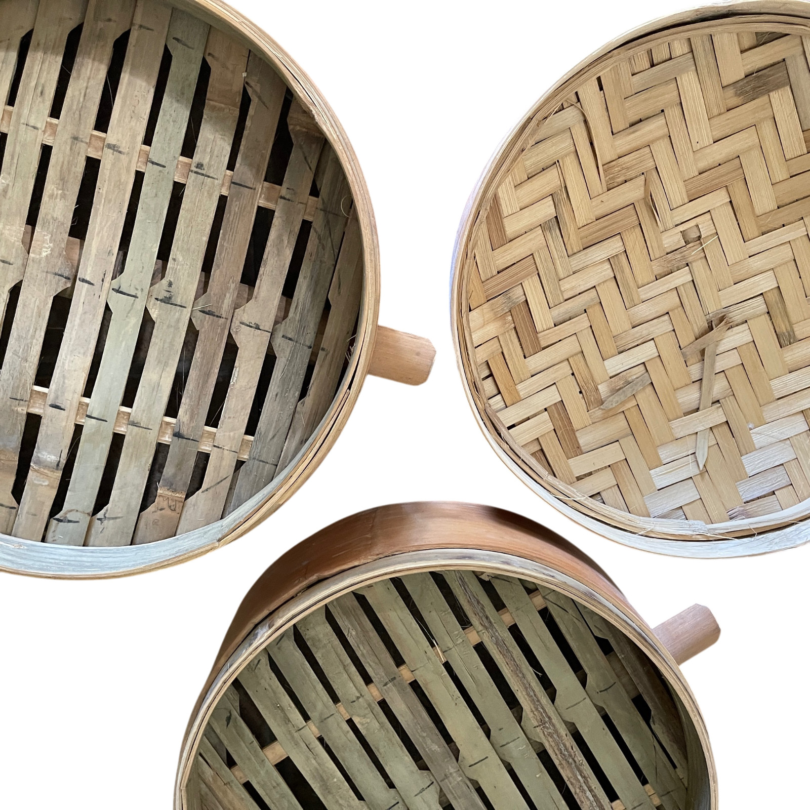 Vintage 3 Tier Bamboo Steamer Basket 13” Round w Lid Asian Kitchen
