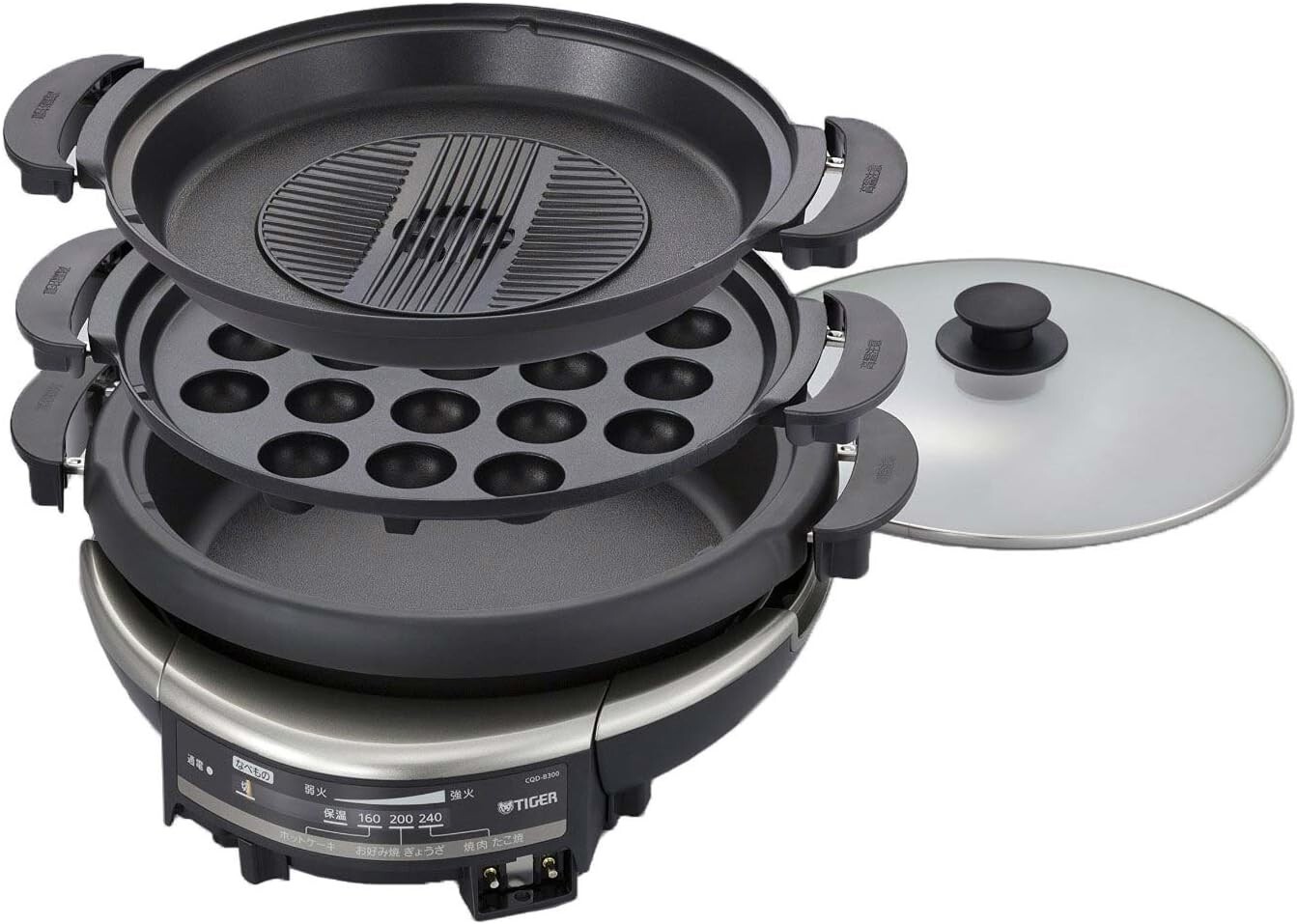 TIGER CQD-B300-TH Grill Pan Plate 5L 3 Types Pots Takoyaki Yakiniku AC100V Black