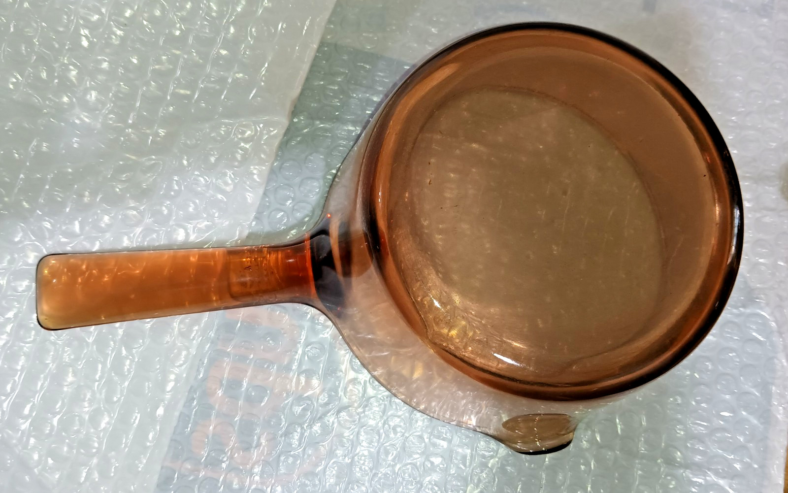 CORNING VISION Amber Glass 1 L Saucepan w Pour Spout & PYREX Lid, Made in FRANCE