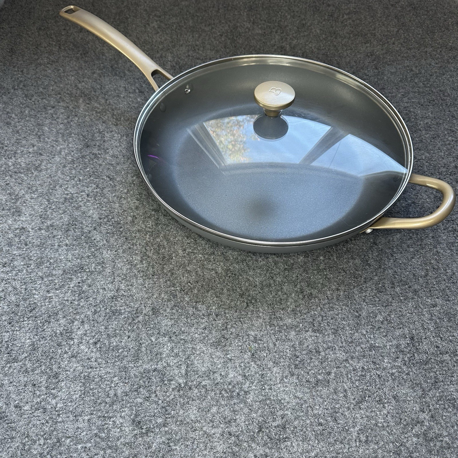BEAUTIFUL BY DREW BARRYMORE 13″ Covered Fry Pan – Grey Smoke – 34cm – 2111 – NOB