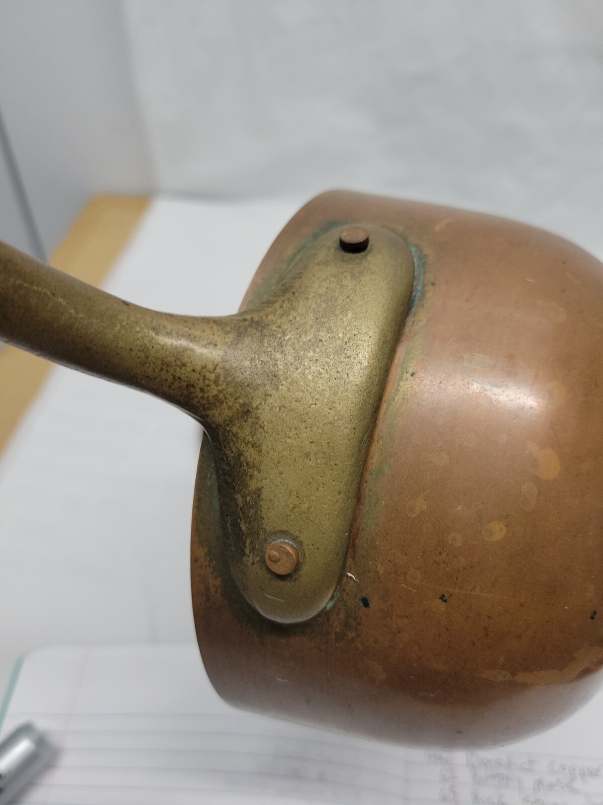 VINTAGE BAZAAR DE LA CUISINE NY/NY 6″ SOLID COPPER POT BRASS HANDLE W/LID #5365