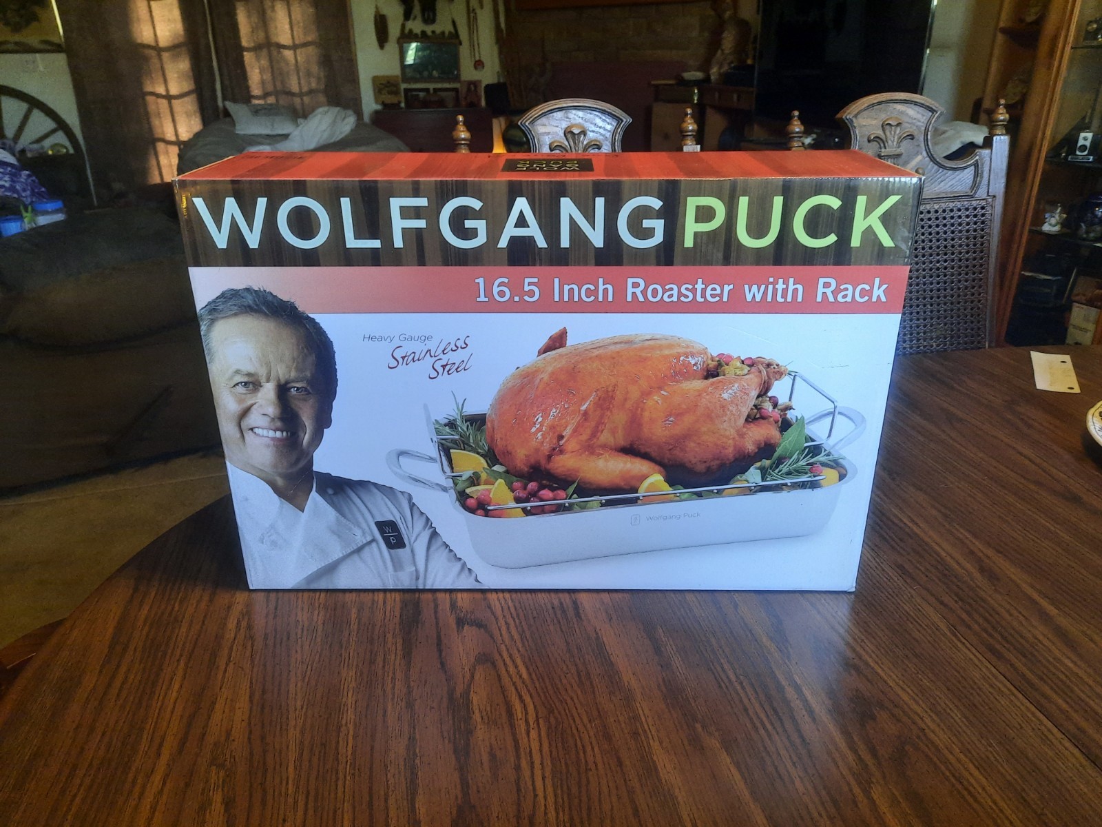💖Wolfgang Puck 16.5 Stainless Steel Roaster W/V Rack NEW IN BOX