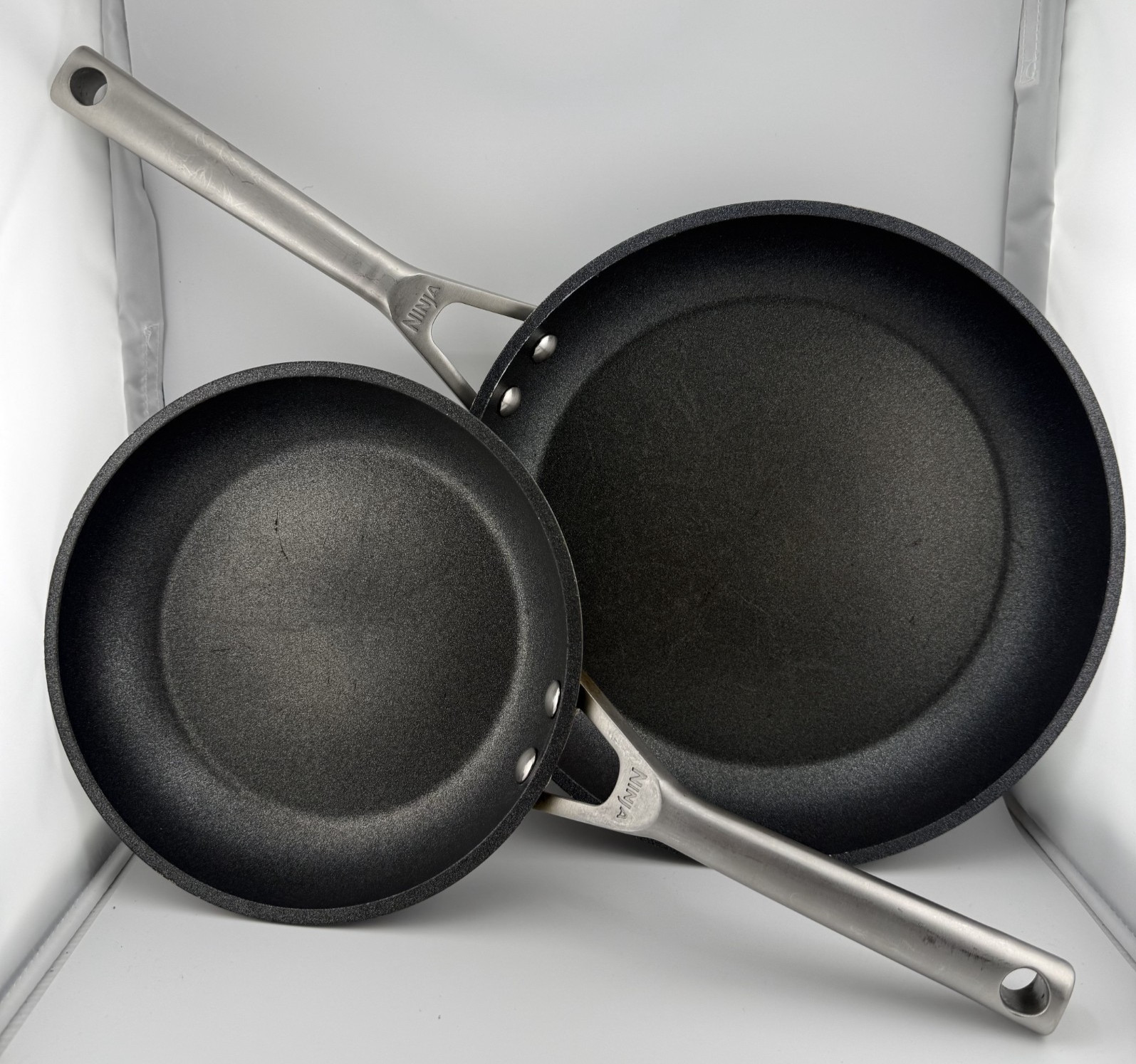 Ninja Foodi NeverStick Fry Pan Set 8″ & 10.25″ Black Induction Skillets 2 piece
