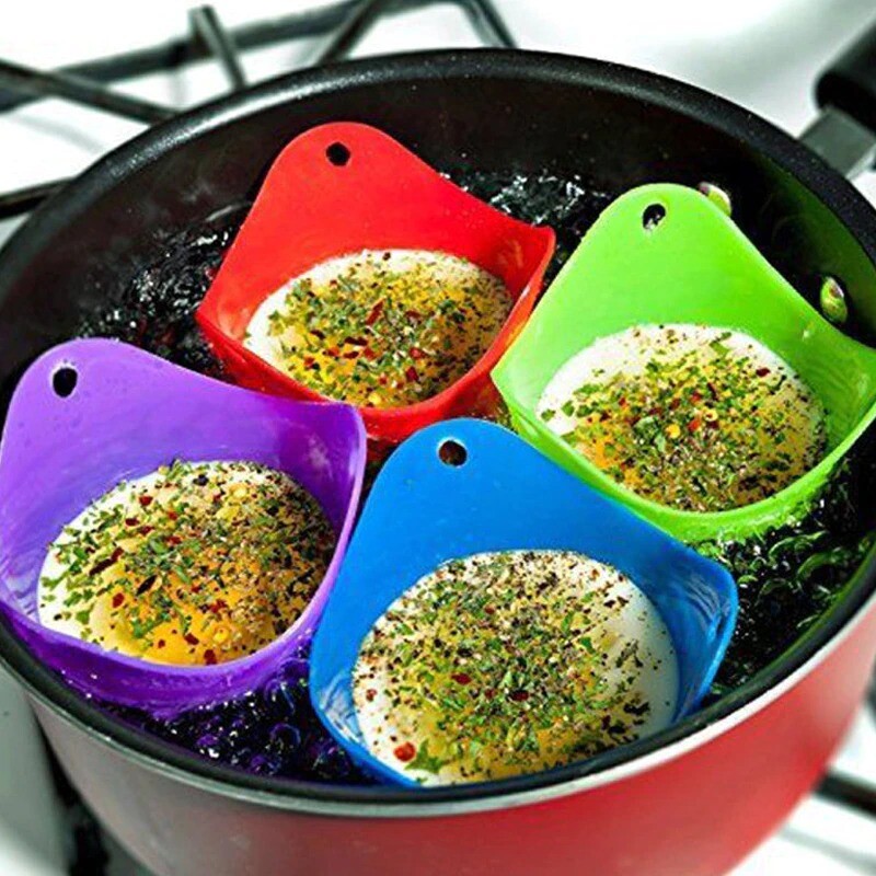 4pcs Silicone Egg Poacher Poaching Pods Pan Mould Kitchen Cooking Tool Accessory