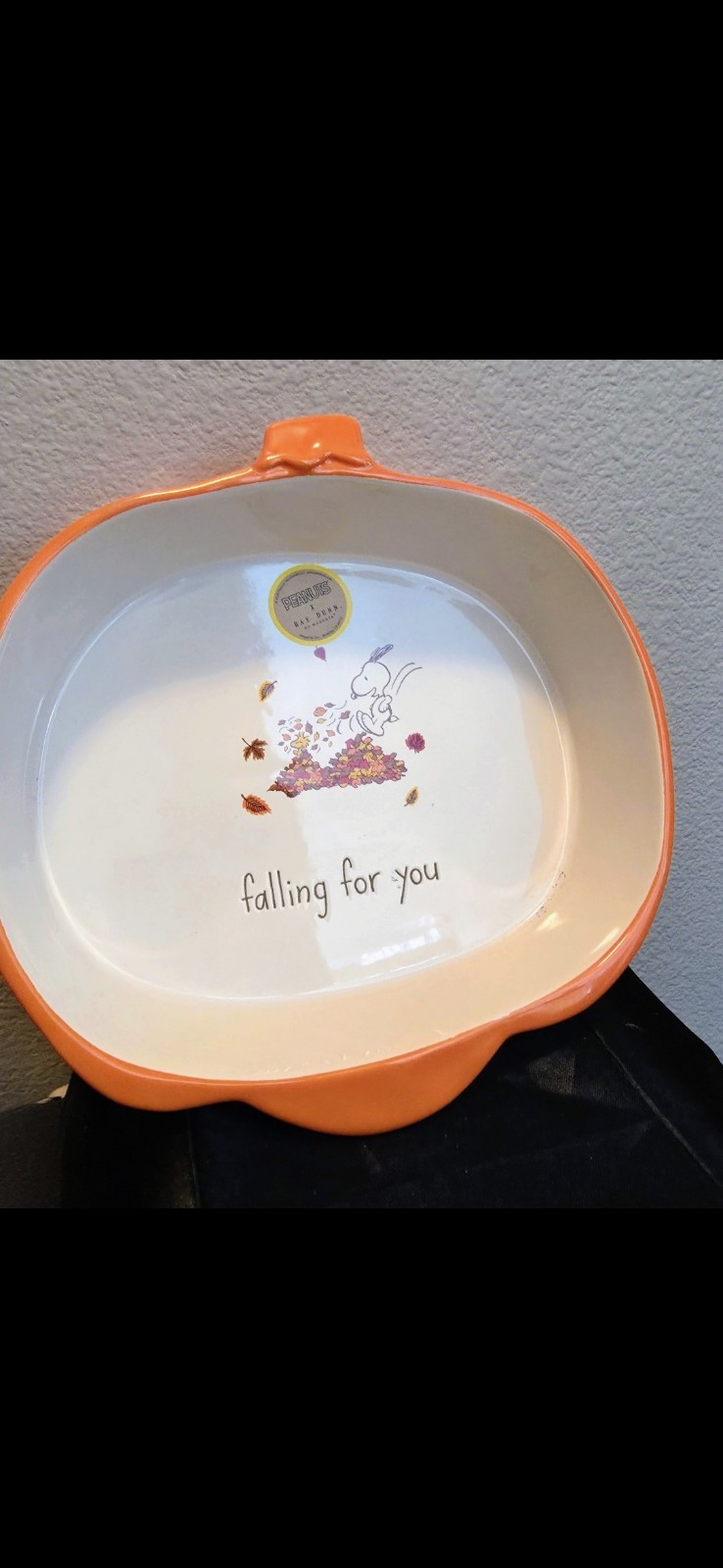 NEW! 2025 Rae Dunn Peanuts Snoopy “FALLING FOR YOU” Pumpkin Shaped Baking Dish