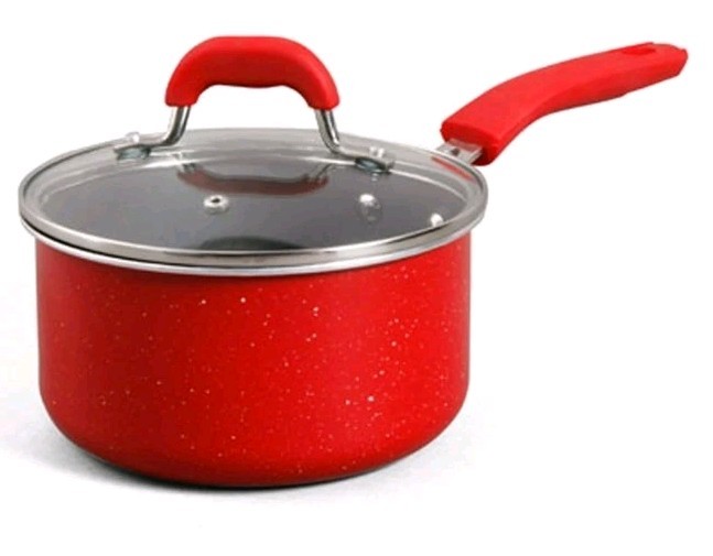 Pioneer Woman ~ Nonstick ~ RED VINTAGE SPECKLE ~ 2.5 Quart Saucepan W/Lid