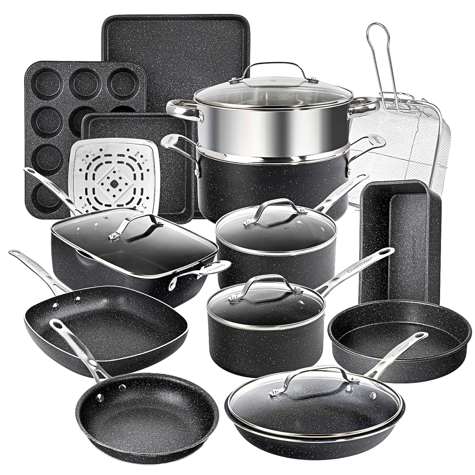 GRANITESTONE 20 Pc Kitchen Pots and Pans Set Non Stick Cookware Set, Kitchen …