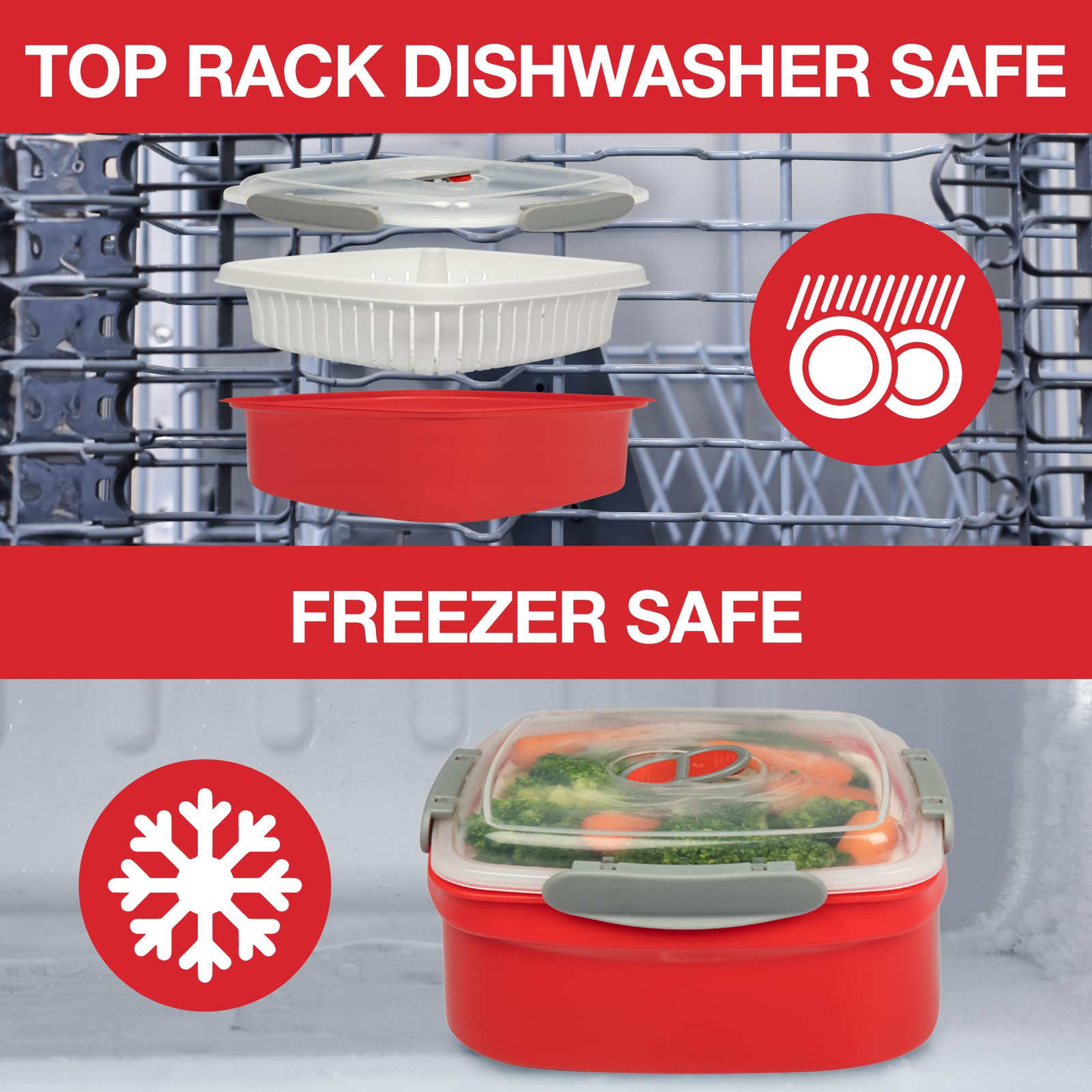 Microwave Cookware Steamer- 3 Piece Microwave Cooker w Food Container, Remova…