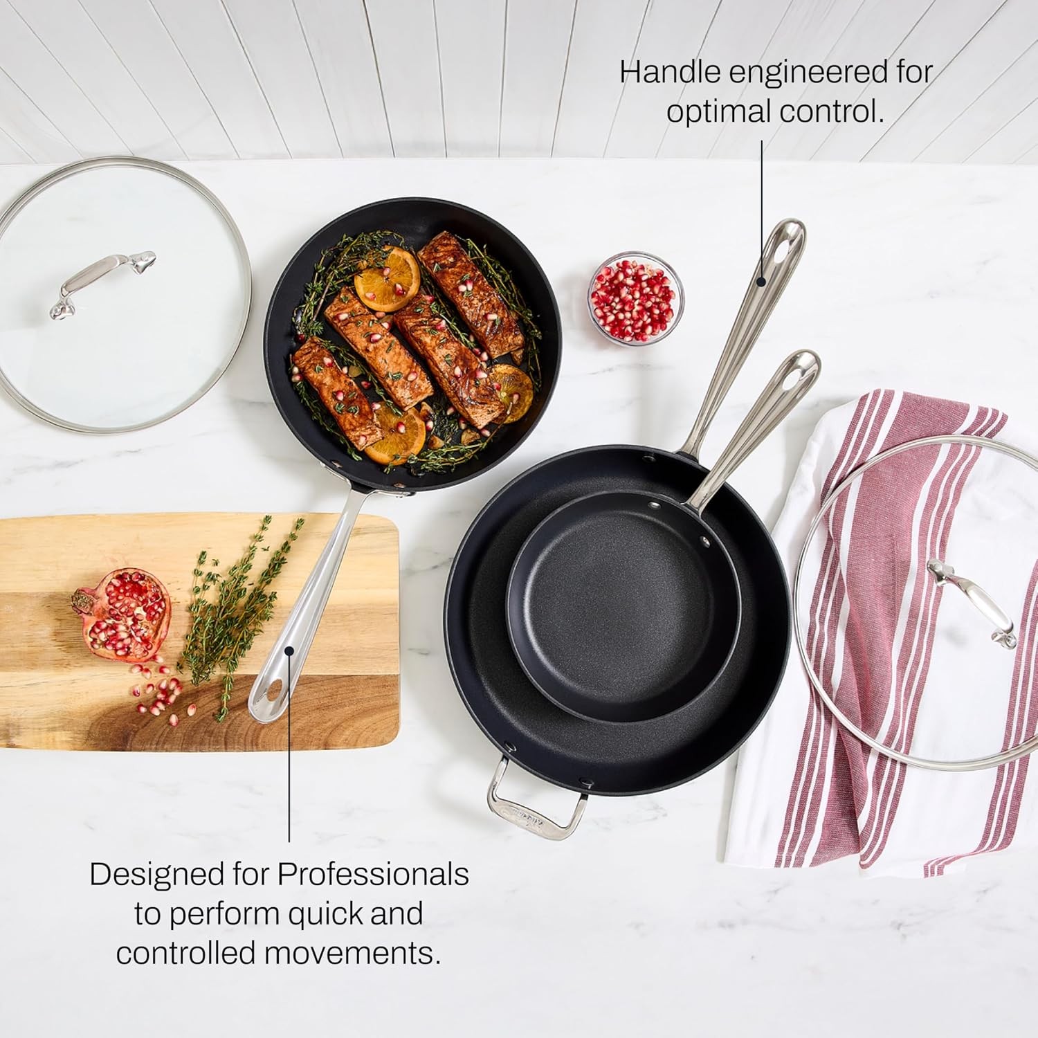 All-Clad HA1 Nonstick Fry Pan Set 8″&10″ Induction 500F Black
