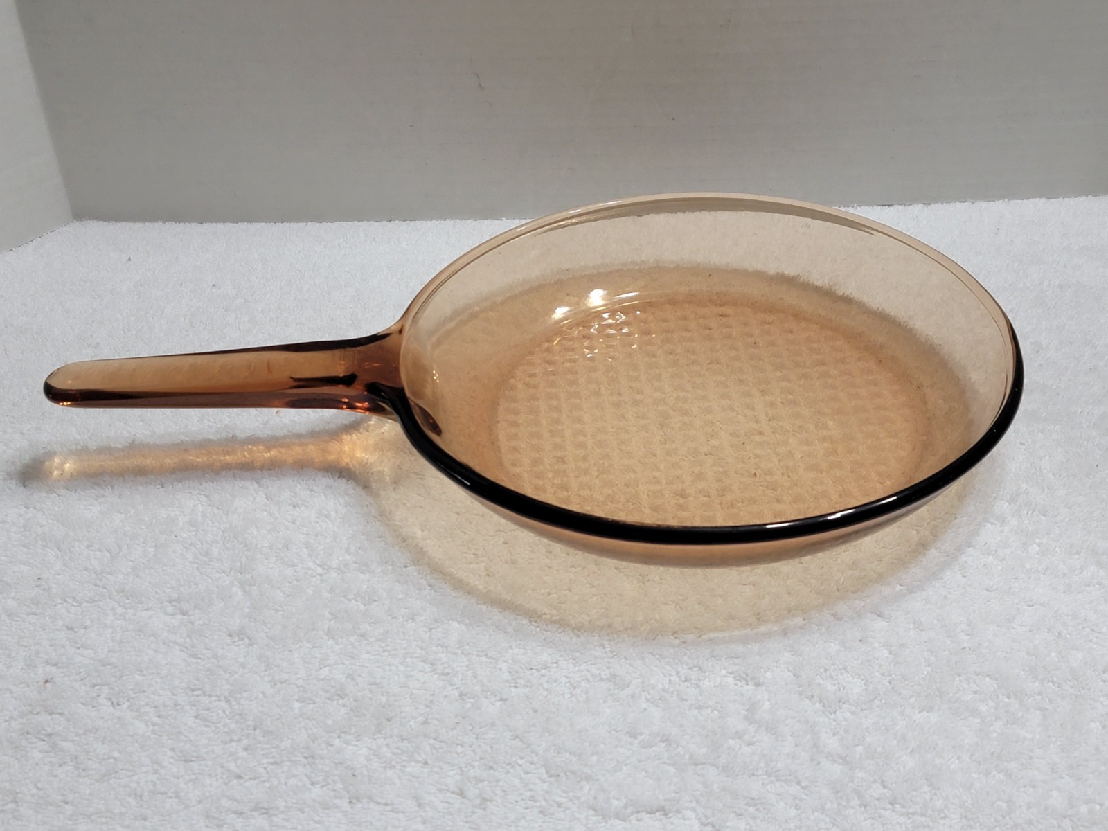 Vintage Vision Corning Ware 10″ Frying Pan Waffle Bottom Amber Skillet USA Made