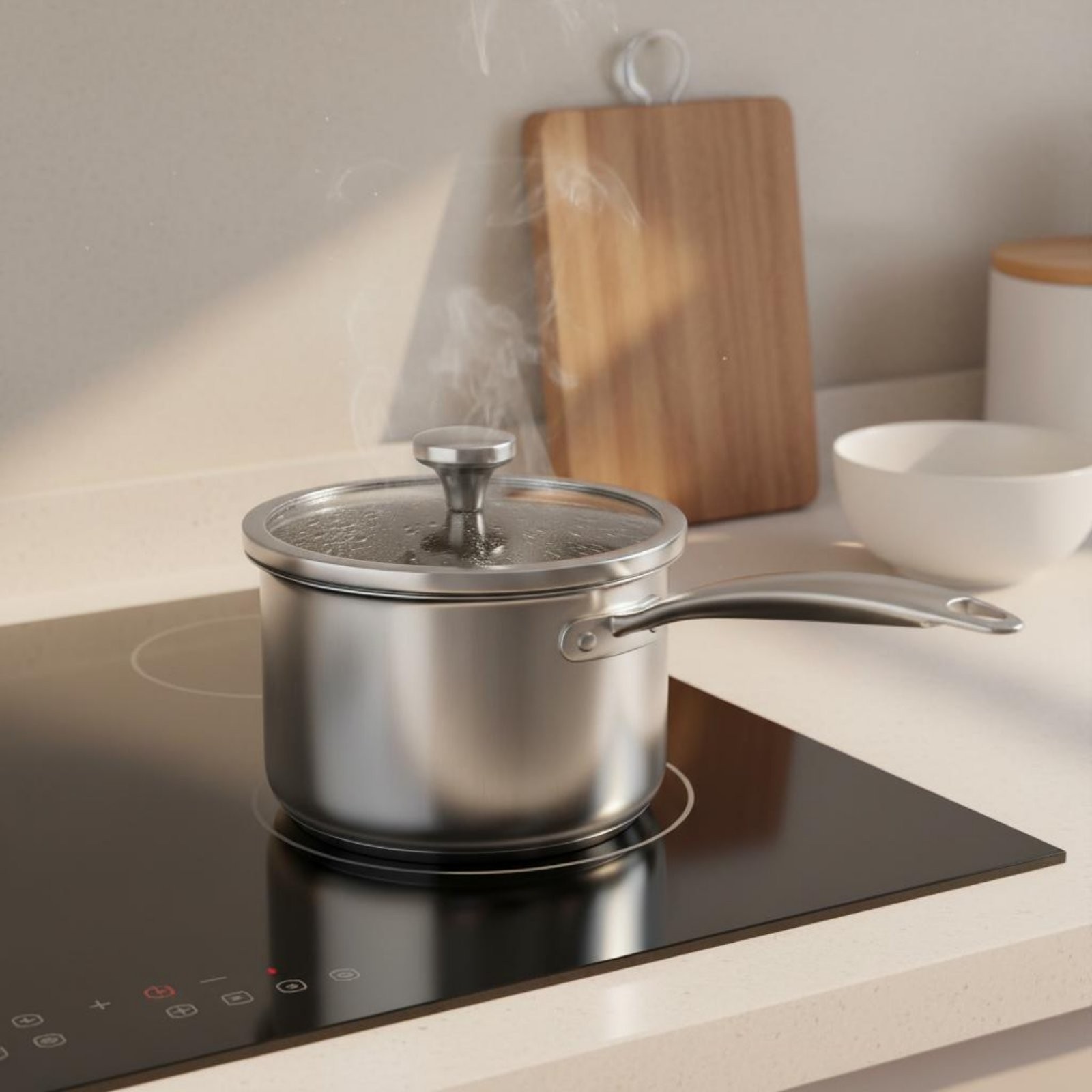 316 Stainless Steel Pot Induction Compatible Lidded Milk Pan Rust Resistant