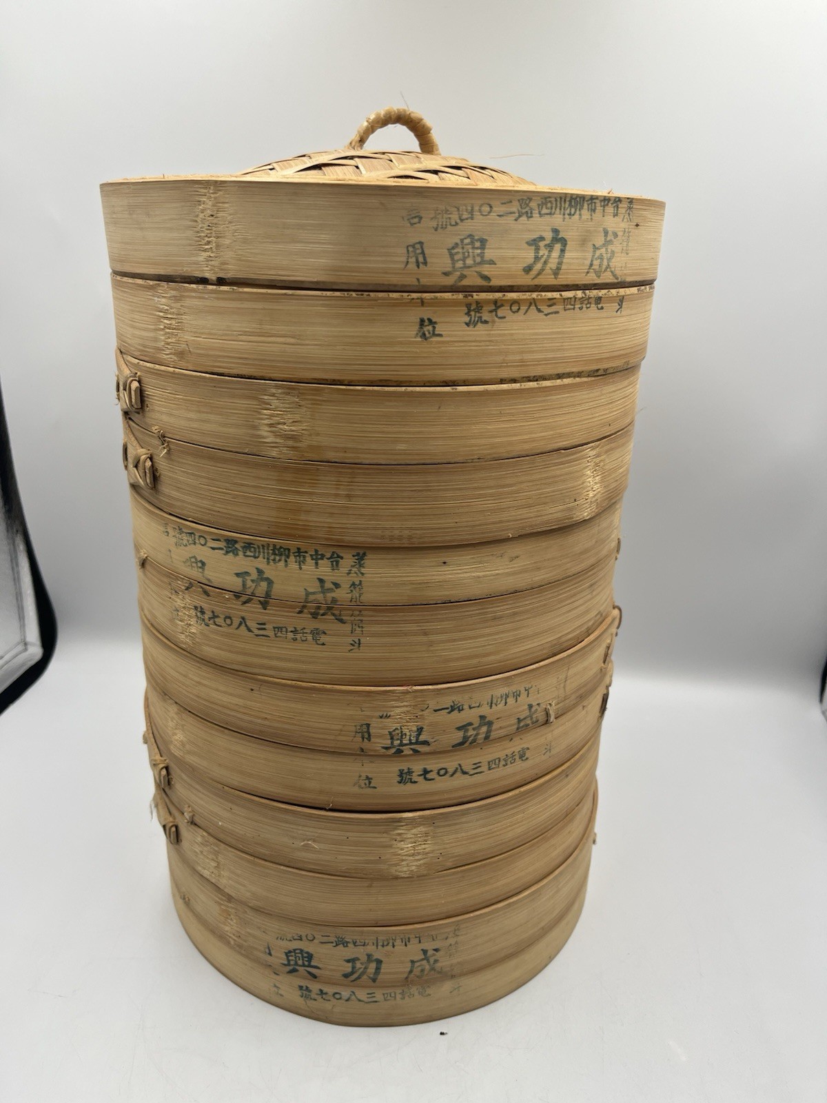 VINTAGE Full Set Bamboo Steamer Authentic Chinese Asian Cuisine -6 Tier SEE ALL