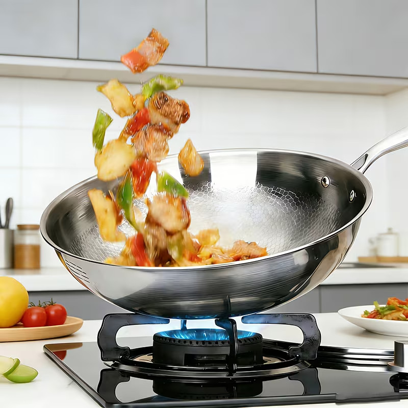 Professional Grade Pure Titanium Wok & Frying Pan – Hammered Finish Non-Coated C