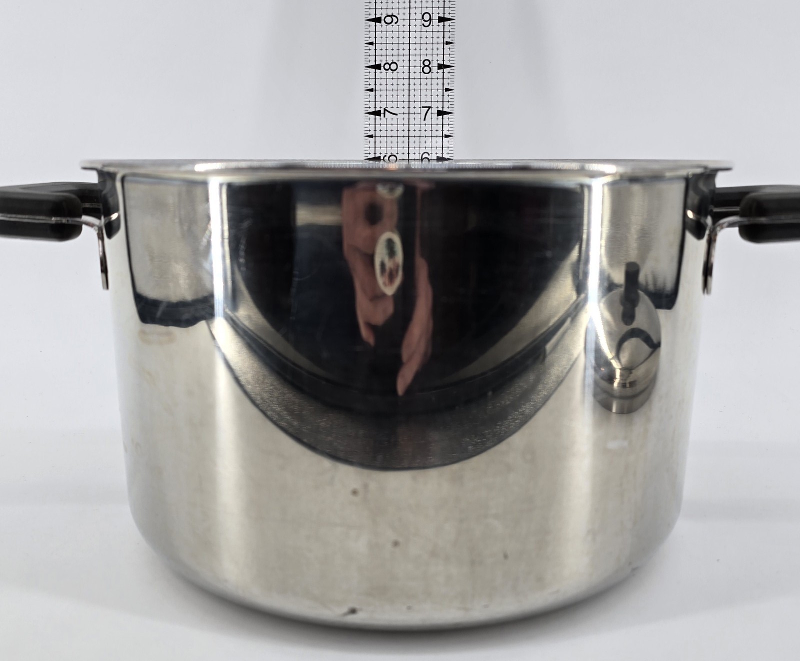 Vtg The Cooks Bazaar Cookware Stockpot w/ Lid 10×6″ Copper Stainless 8 Qt Soup