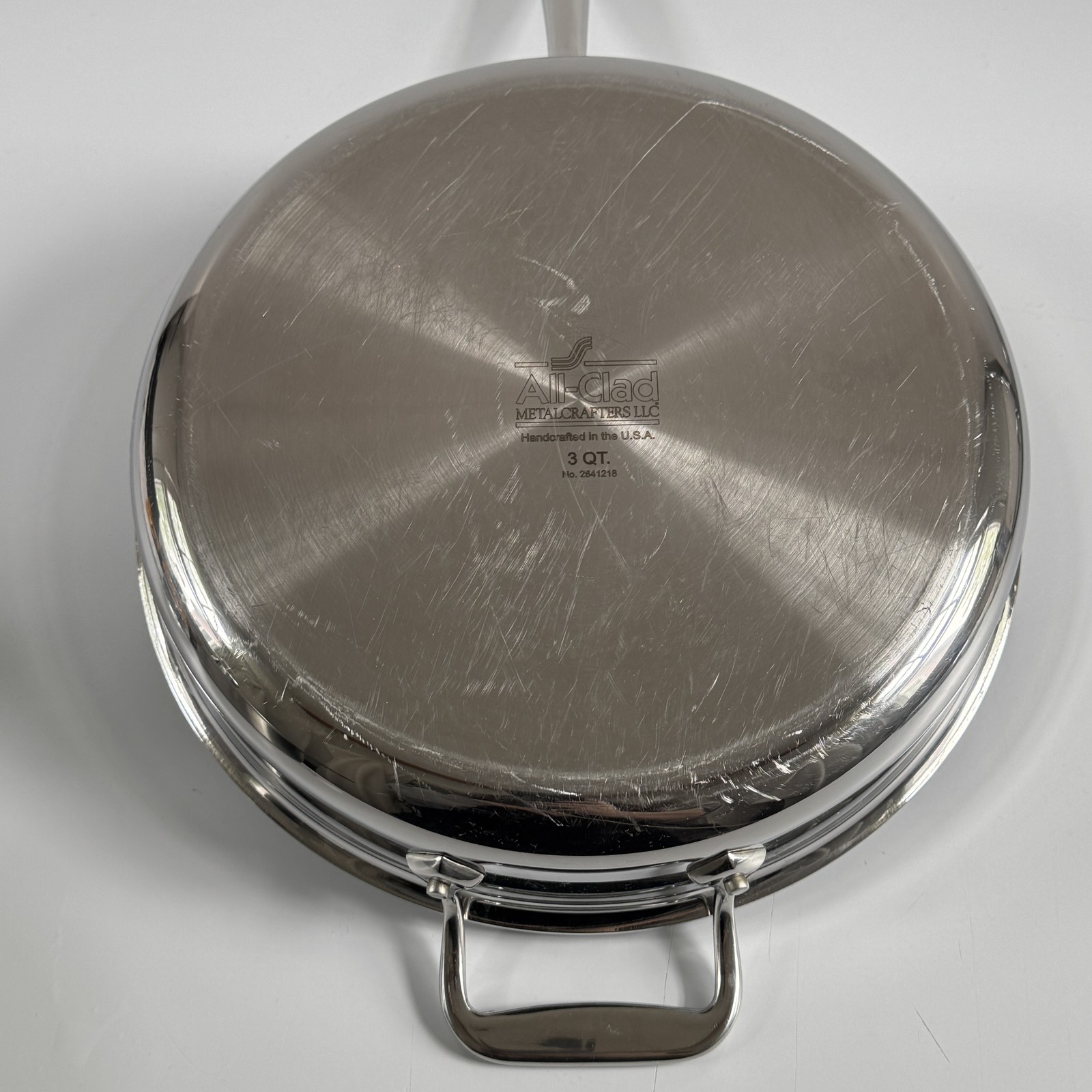 All-Clad 3 QT Stainless Steel Sauté Pan with Lid & Helper Handle Skillet USA