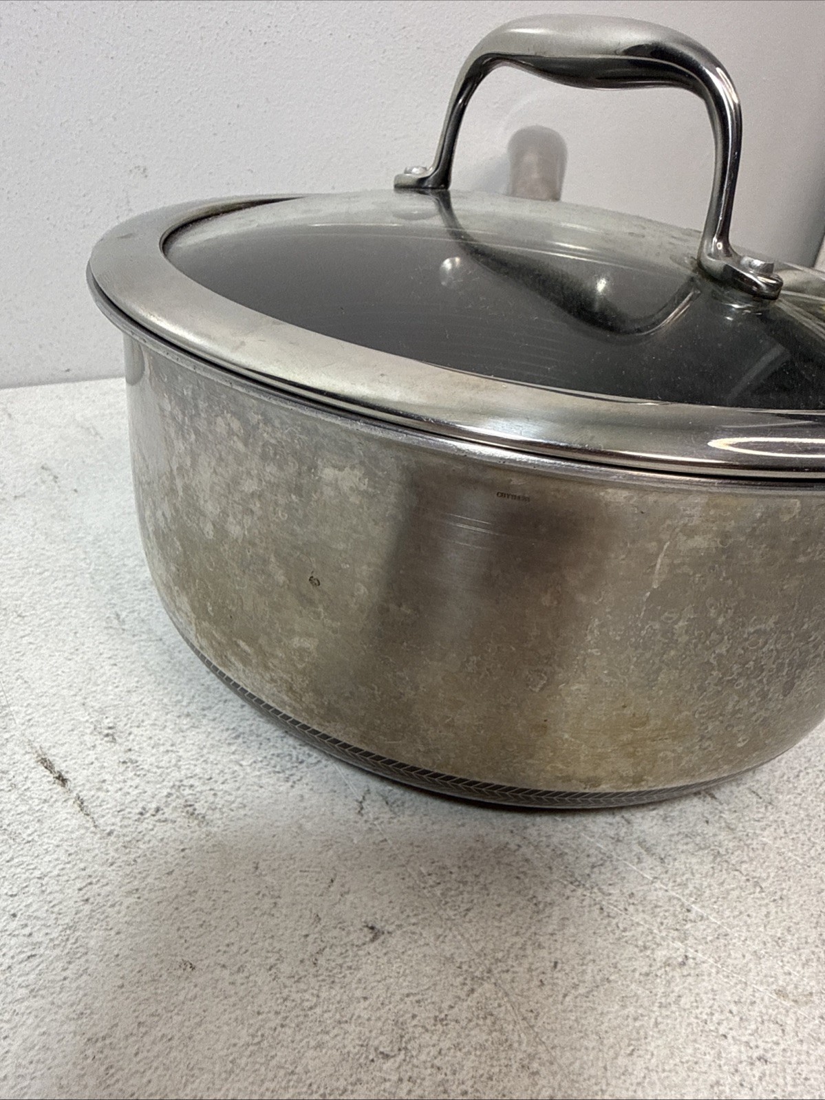 Hexclad Hybrid Nonstick 3 QT Quart Saucepan Pot 8″ With Glass Lid *AS IS*