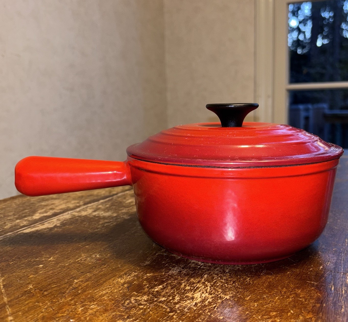 Le Creuset Saucepan 18cm One-handed Pot Cherry Red Cast Iron 7in 1.5Qt READ