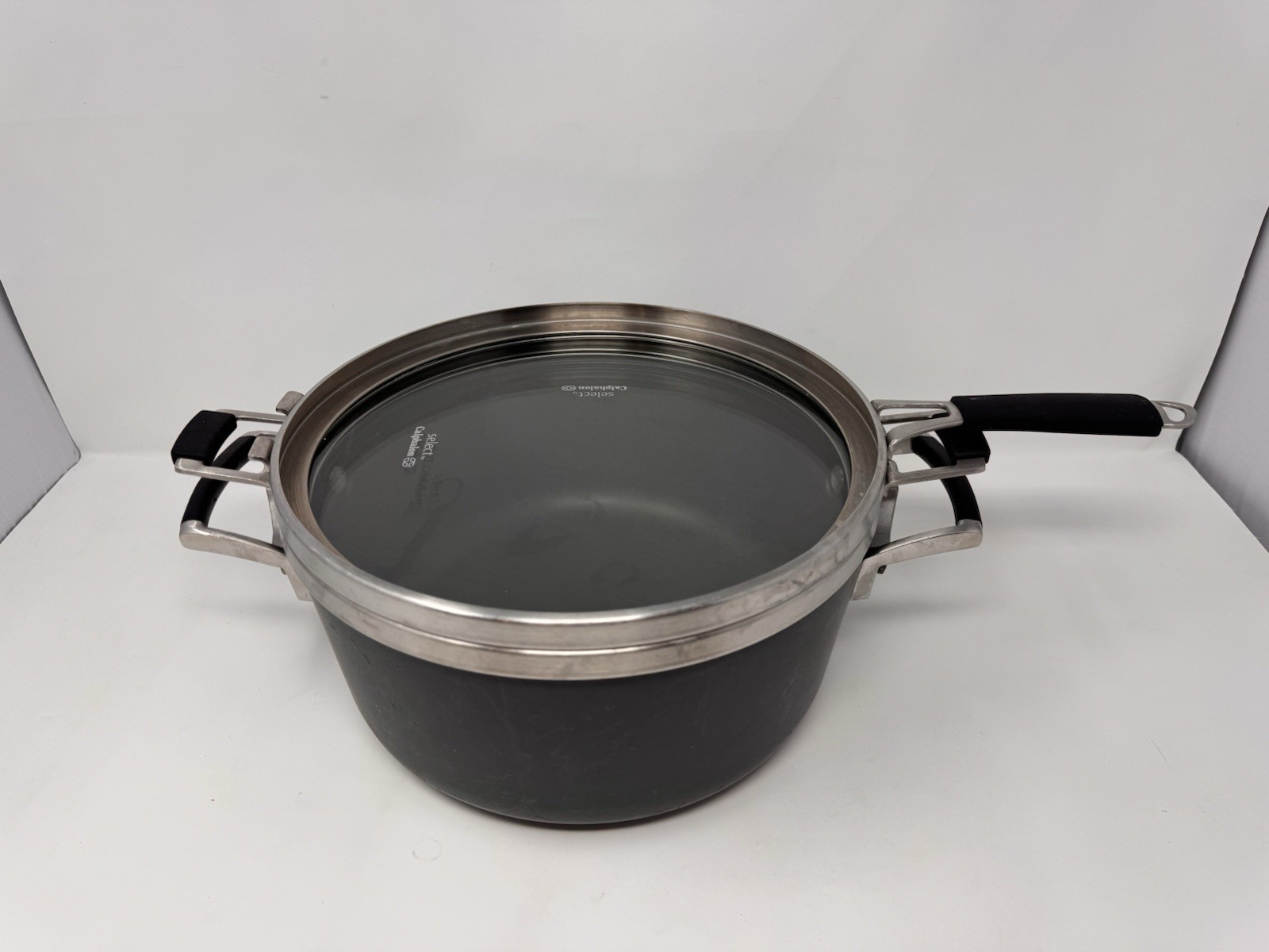 Calphalon Select HC H8785 5 Qt Stainless Dutch Oven Flat Glass Lids Pot