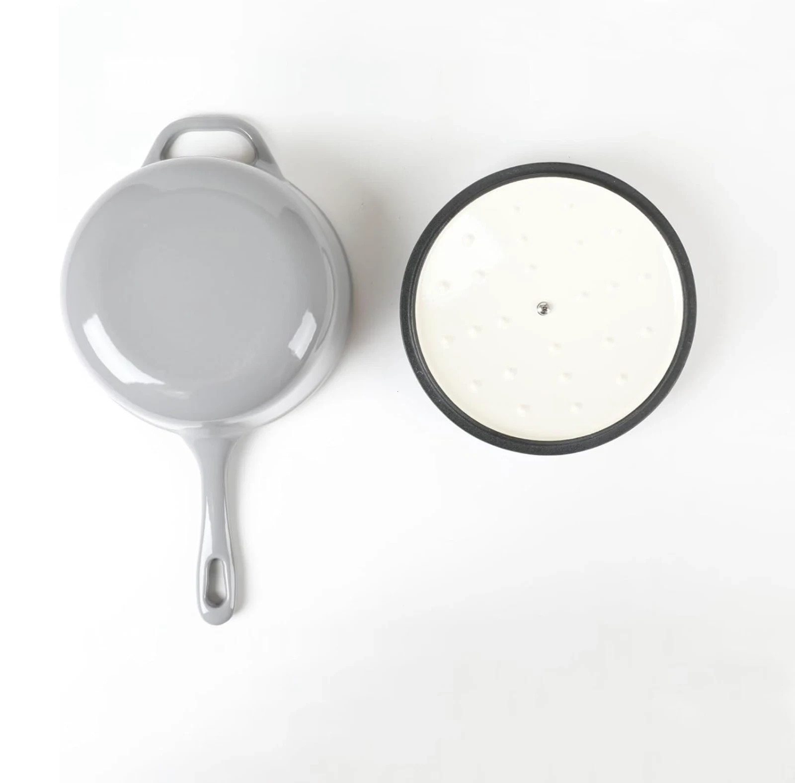 HAWOK Enameled Cast Iron Saucepan 2.65 Quart/2.5-Liters Gray