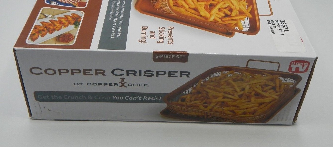 Air Fryer Pan Copper Crisper 13″x10″ Prevents Sticking Copper Chef NEW