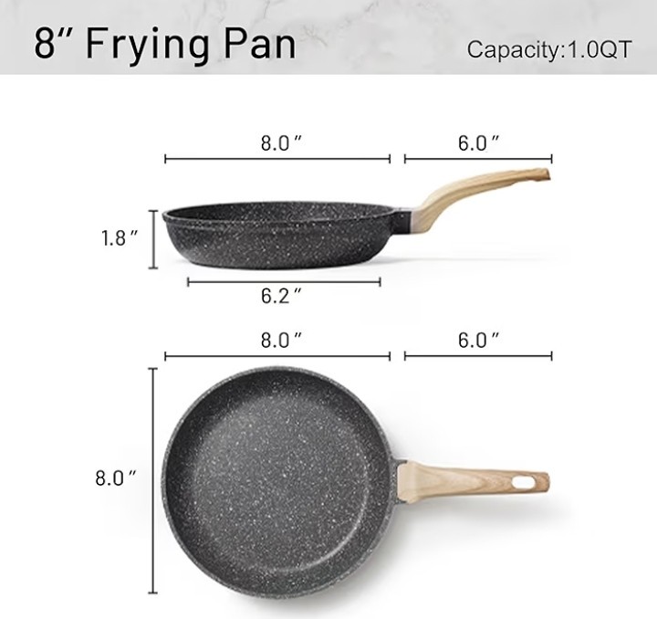 CAROTE Nonstick Frying Skillet Non Stick Induction Granite Omelet Egg Fry Pan-8″