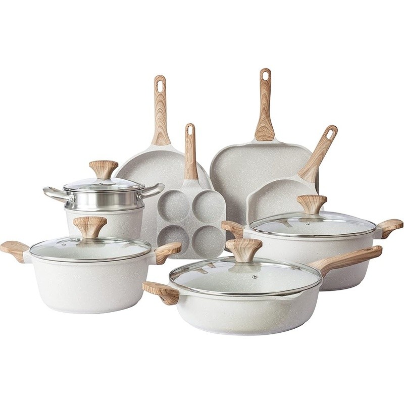 Nonstick Cast Aluminum Cookware Set W/ Bakelite Handles Easy Cleanup & Cooking