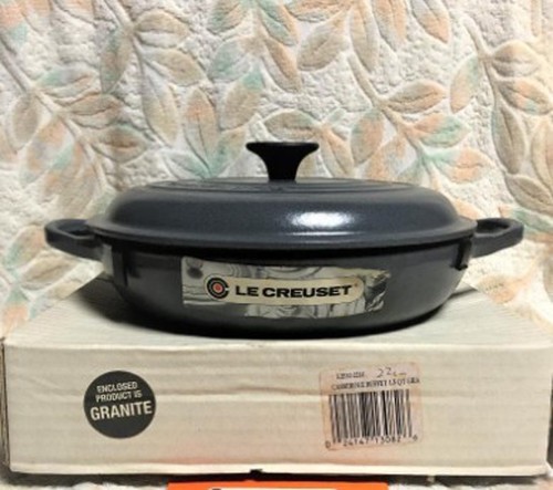 Le Creuset 22cm Buffet Casserole Granite Cast Iron Pot with Box