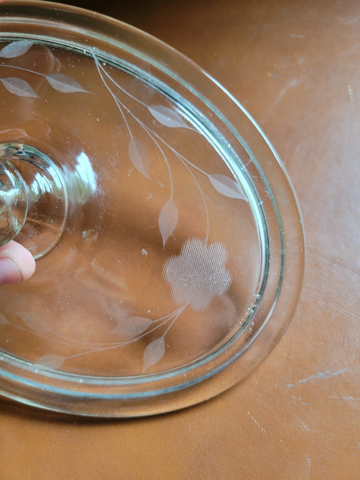 Pyrex Etched Flowers Replacement Lid 632C About 7.5″x5.25″
