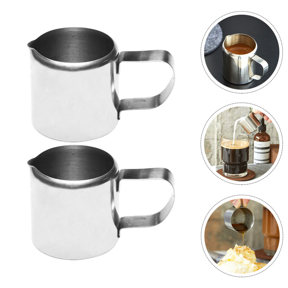 2Pcs Steaming Pitcher Stainless Steel Sauce Jugs Espresso Measuring Cup 57ml US