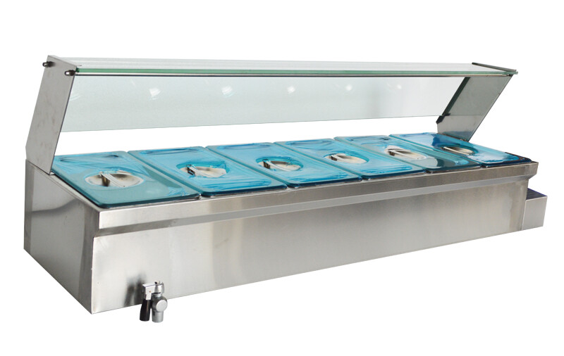 6-Pot Food Warmer 110V,1.5KW Stainless Steel Display for Various Food 190506