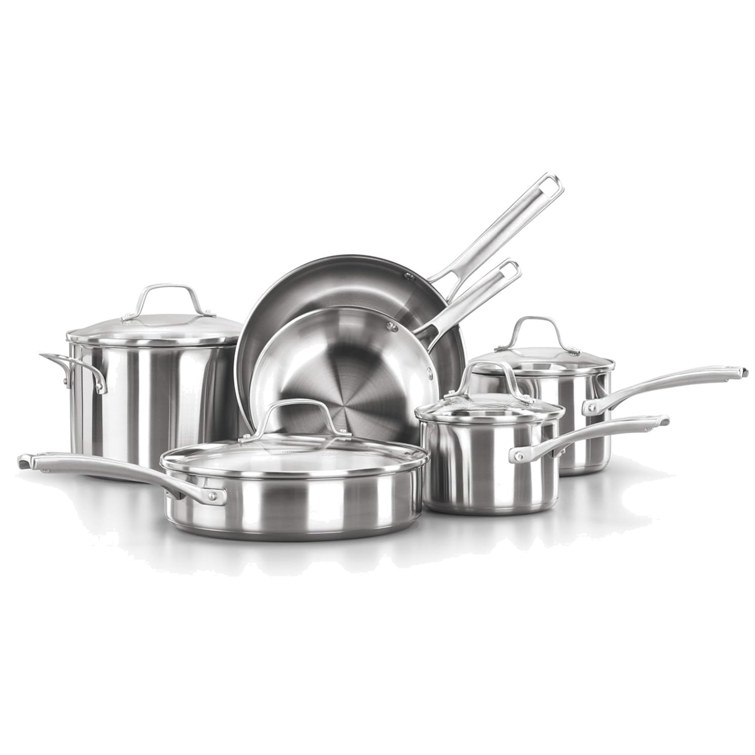 10-Piece Stainless Steel Cookware Set, Oven-Safe, Silver