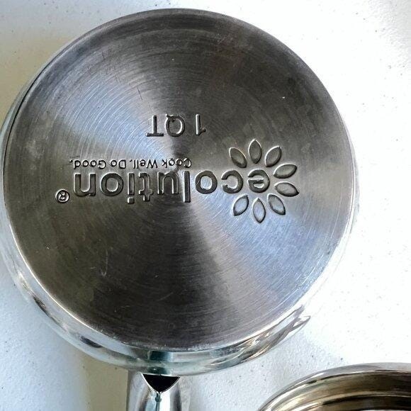 Ecolution Stainless Steel 1 Qt Saucepan With Glass Lid & Pour Spouts Pots & Pans