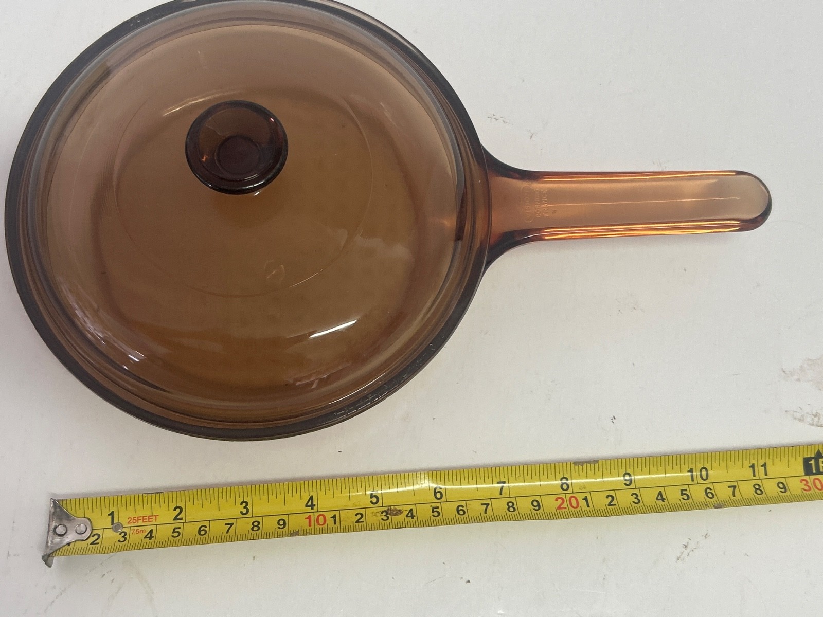 Vintage Vision Ware Corning Ware Pyrex Amber .5 L w/Lid Very Nice
