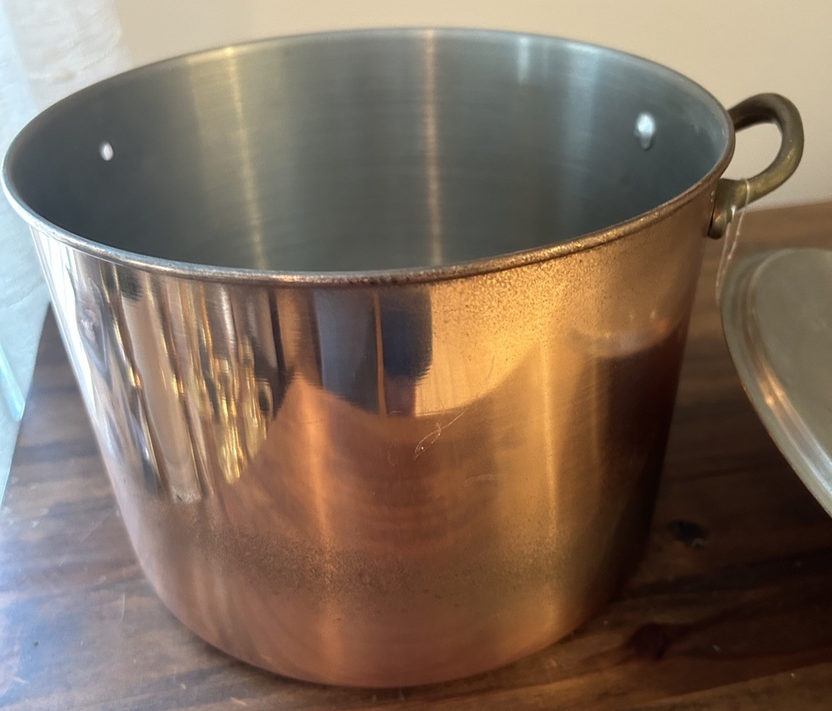 Copper Round Stockpot With Lid Missing Handle