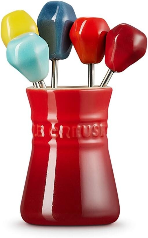 LE CREUSET Food Pick & Small Jar Set Rainbow Soleil/Marine Blue/Cherry Red/Mint