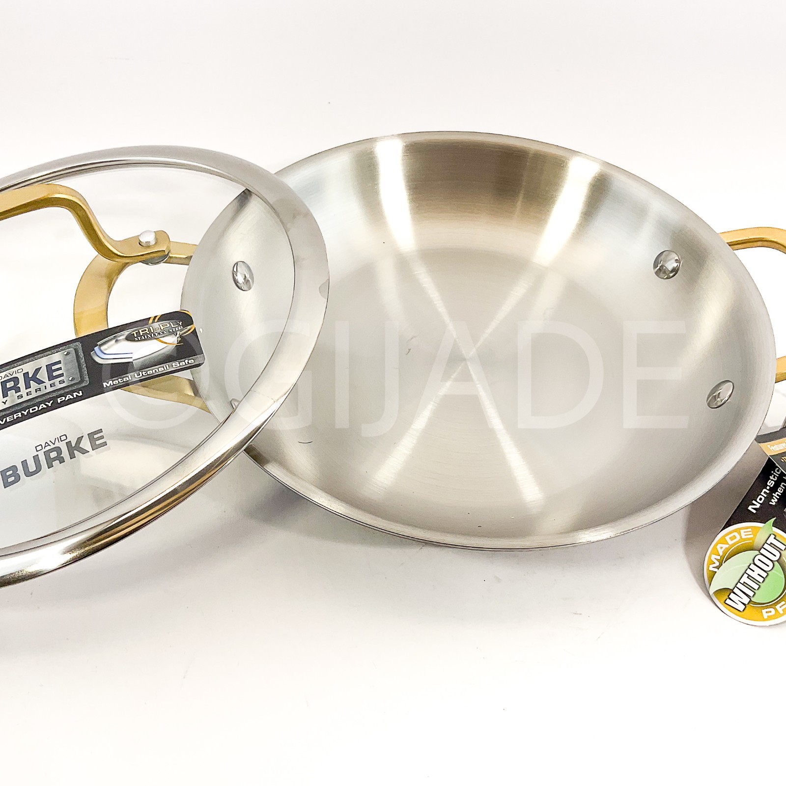 David Burke Splendor Series Everyday Pan 9.5″ Pot lid cookware Silver & Gold