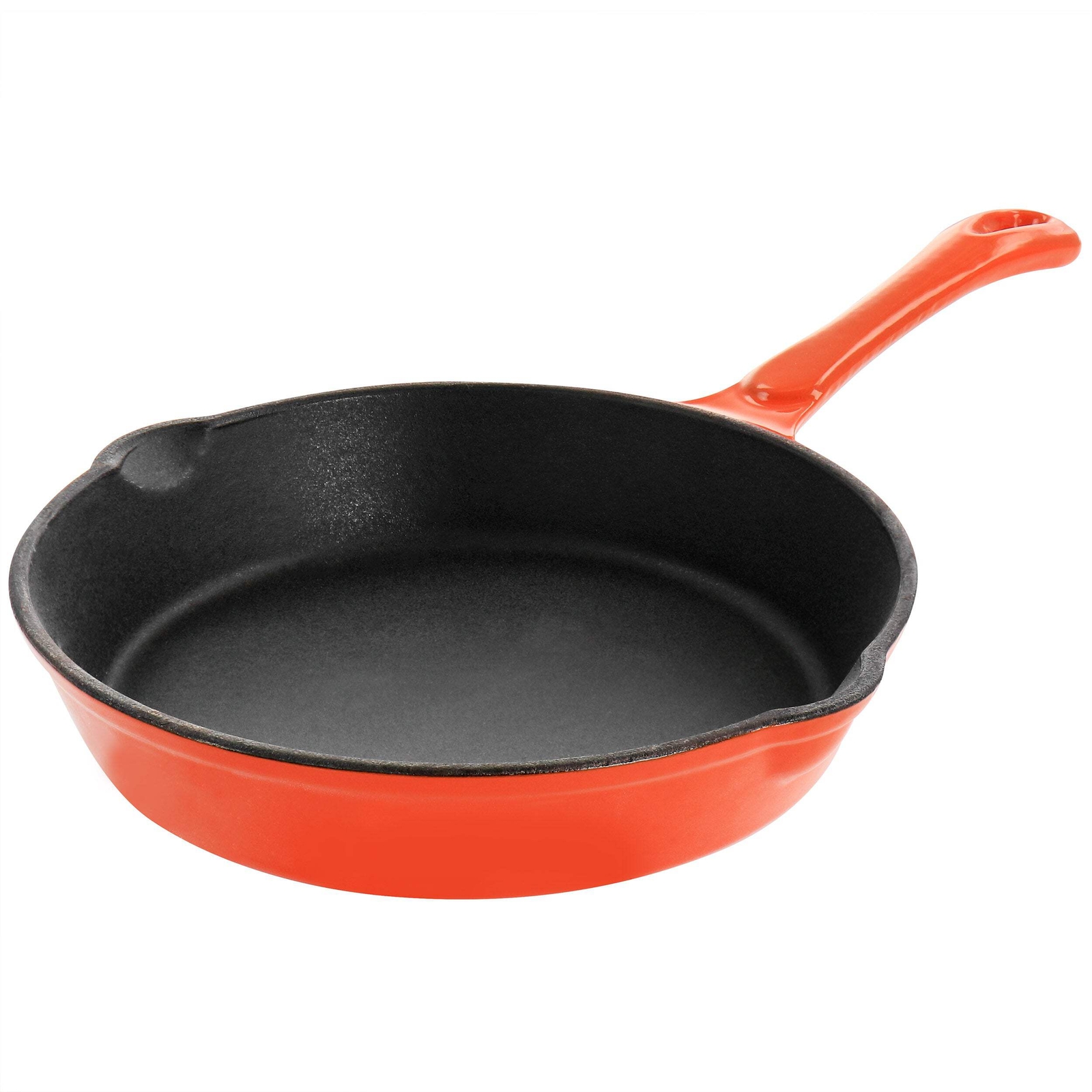 MegaChef Enameled Round 8″ PreSeasoned Cast Iron Frying Pan in Orange