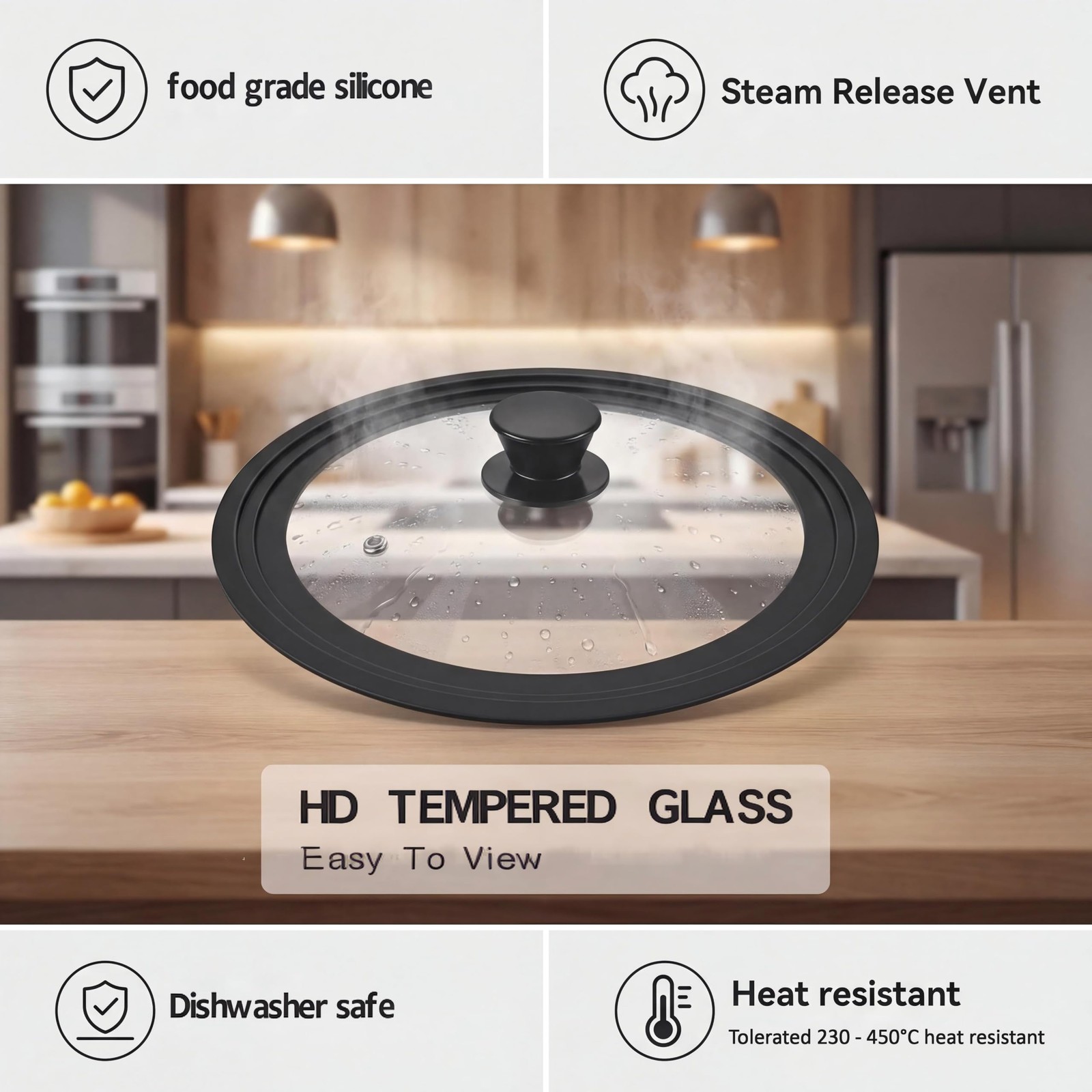 Universal Lid Pots Pans Skillets 11&12&13 inch Silicone Replacement Pan Pot Lids