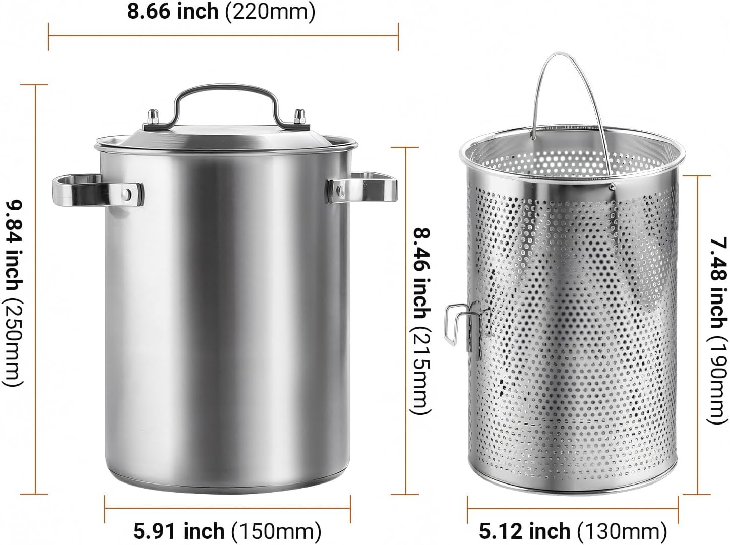 Asparagus Pot, Stainless Steel Asparagus Steamer 4.3L/1.14Gal 3-Ply Base