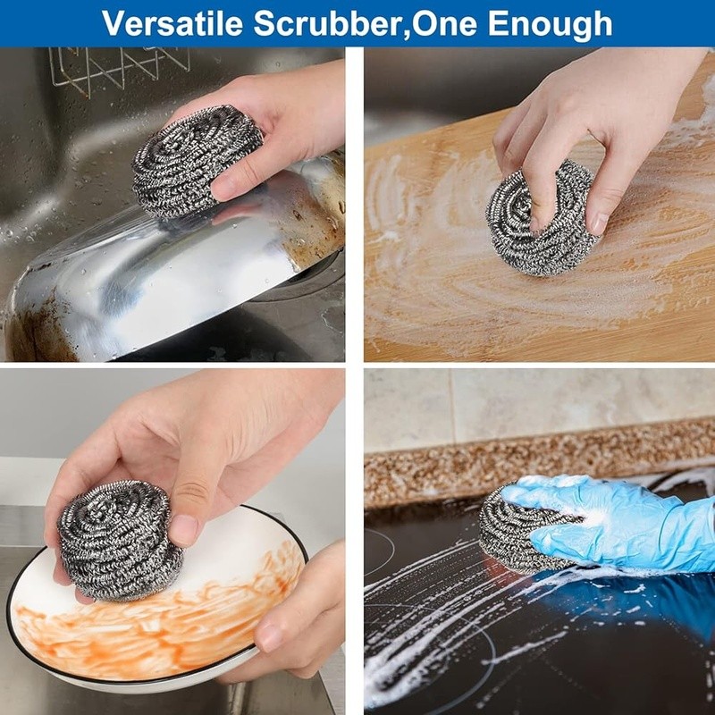 Rust Resistant Stainless Steel Scrubbers Powerful Cleaning Pots Pans New