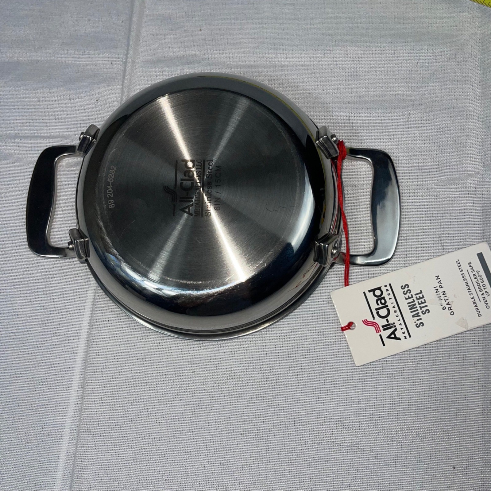 All-Clad Mini Gratin Pan 6in Silver New Stainless Steel Oven Safe 600F bake cook