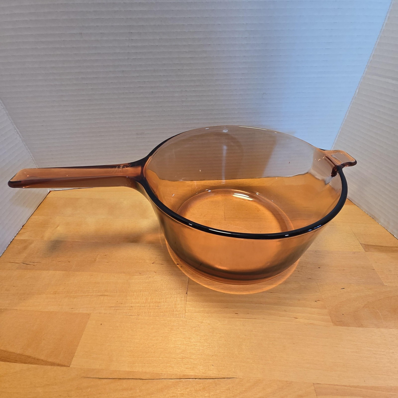 Visions Saucepan 2.5 Qt Brown Glass Long Handle Transparent USA Cookware