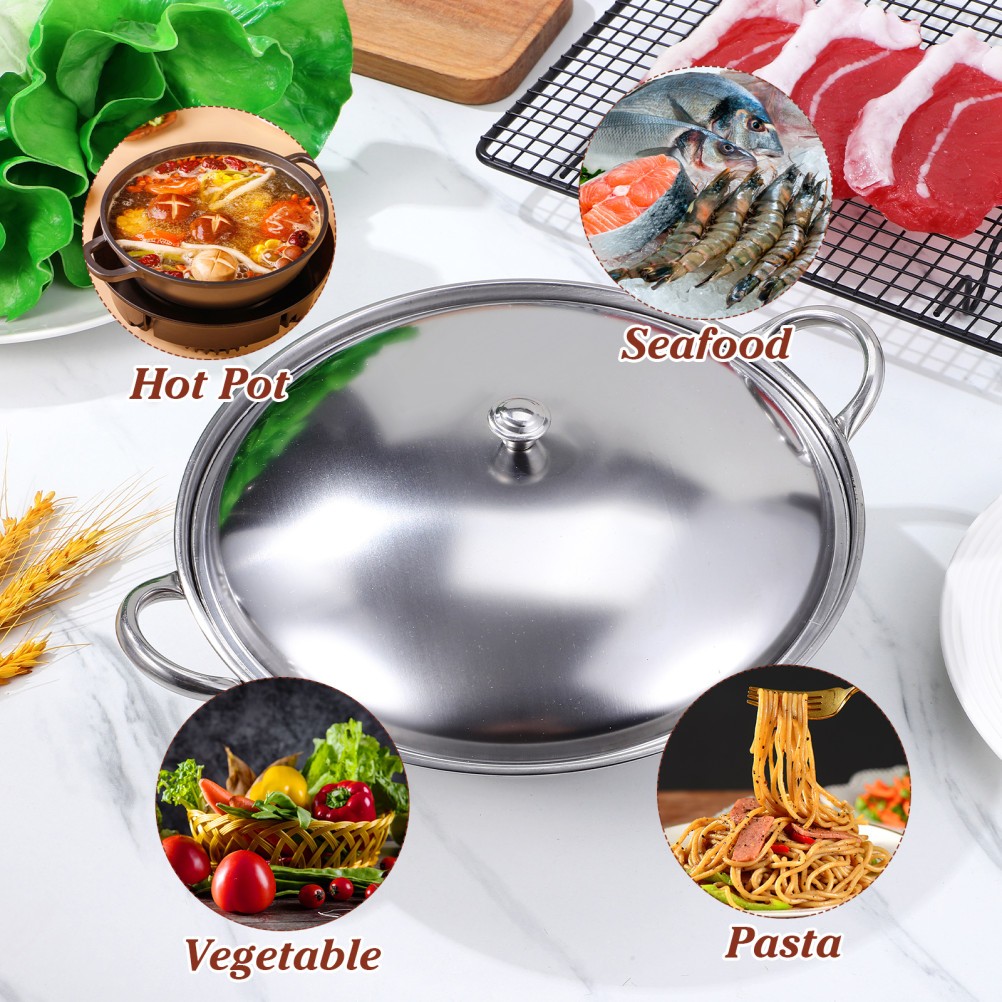 Stainless Steel Cooking Pot Set with Lid Portable Cooking Pan 2pcs