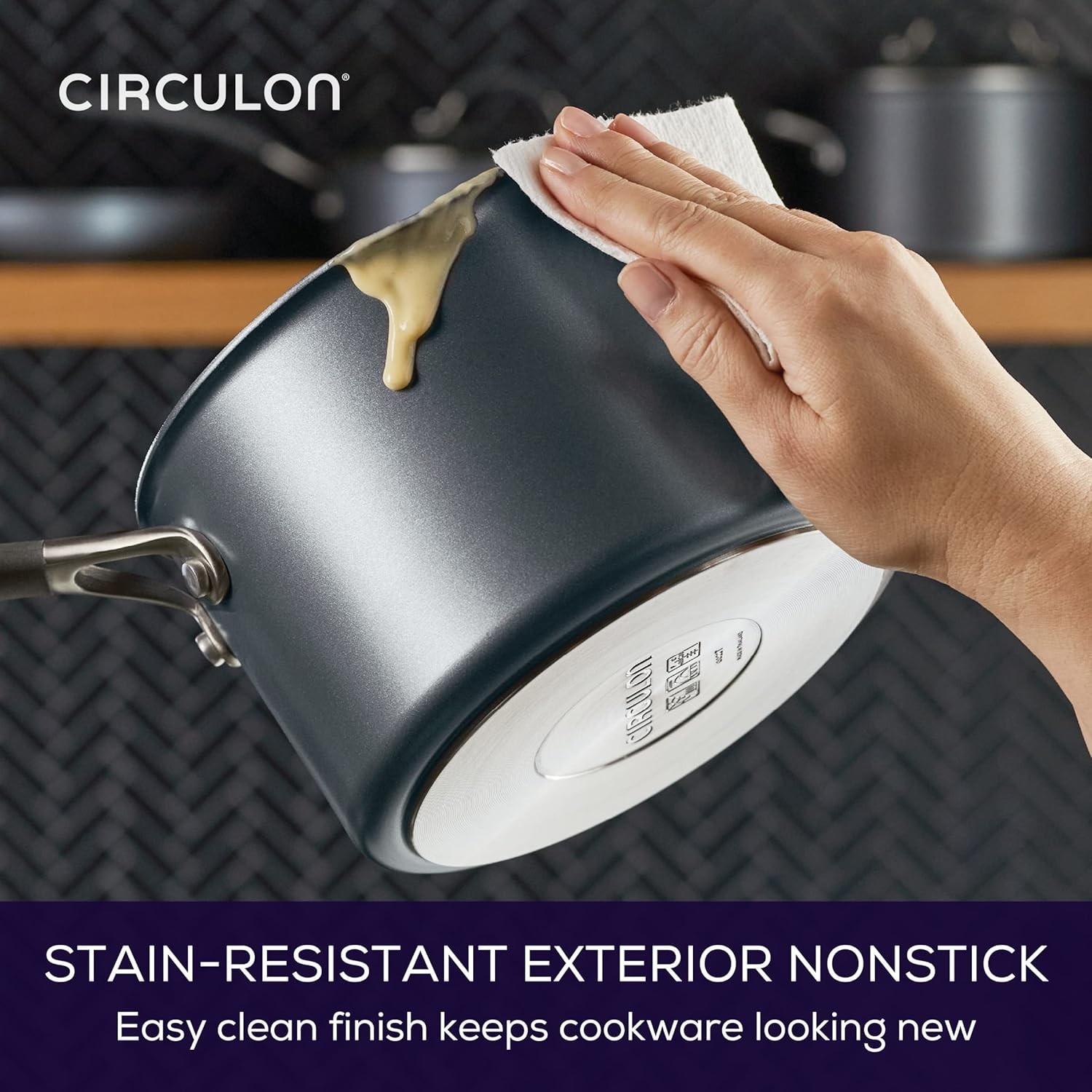 A1 Series w/ ScratchDefense Nonstick Induction Straining Sauce Pan with Lid, 3-