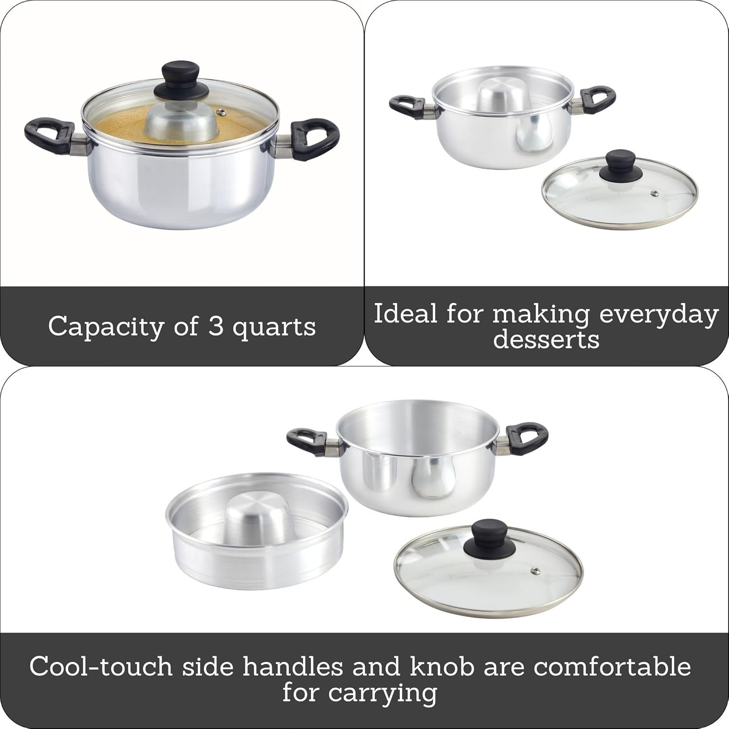 3Qt Double Boiler/Baño Maria w/8in Flan Inner Pan – 20cm