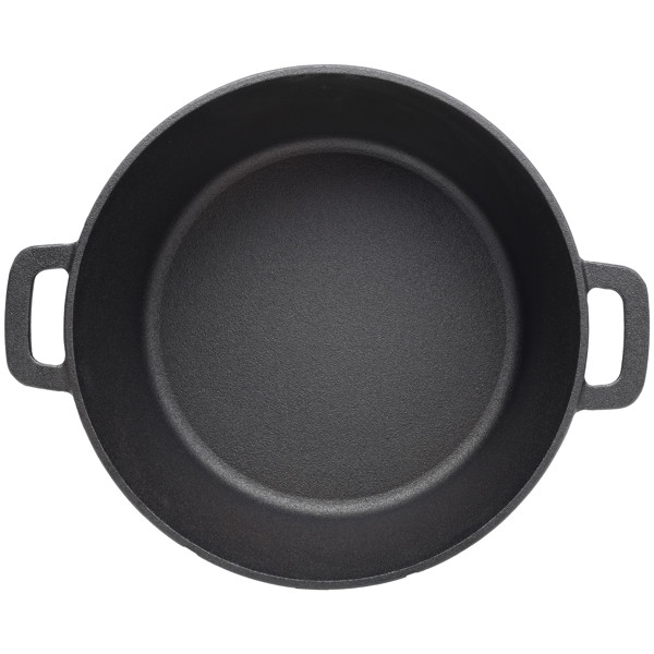 2 in 1 Cast Iron Stock Pot Dual Handles Multi Purpose Braiser with Griddle Lid